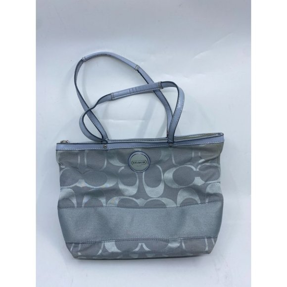 Coach Gray Jacquard Fabric Long Strap Tote Bag - Picture 3 of 13